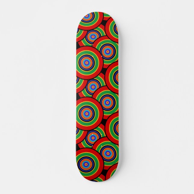 Circles and rings retro skateboard (Front)
