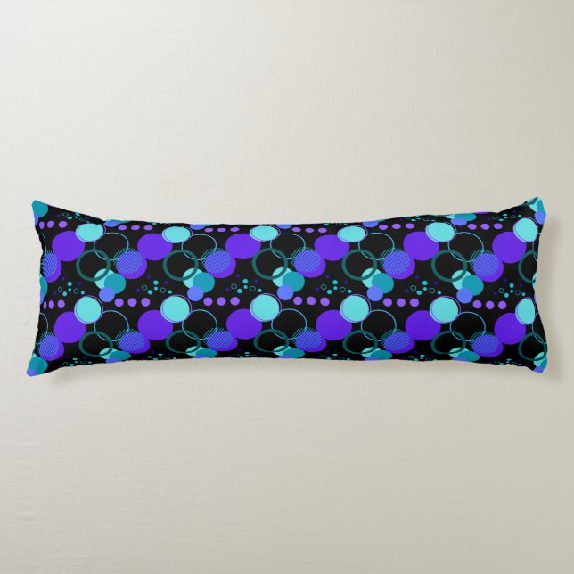 Circles and Round Shapes Pattern in Black Body Cushion (Front)