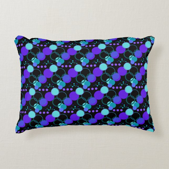 Circles and Round Shapes Pattern in Black Decorative Cushion (Front)