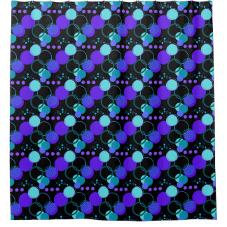 Circles and Round Shapes Pattern in Black Shower Curtain