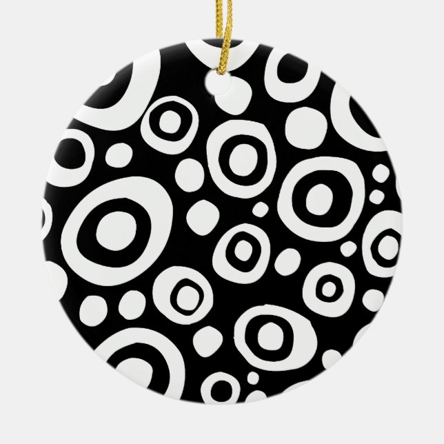 Circles and Spots 03 Ceramic Tree Decoration (Front)
