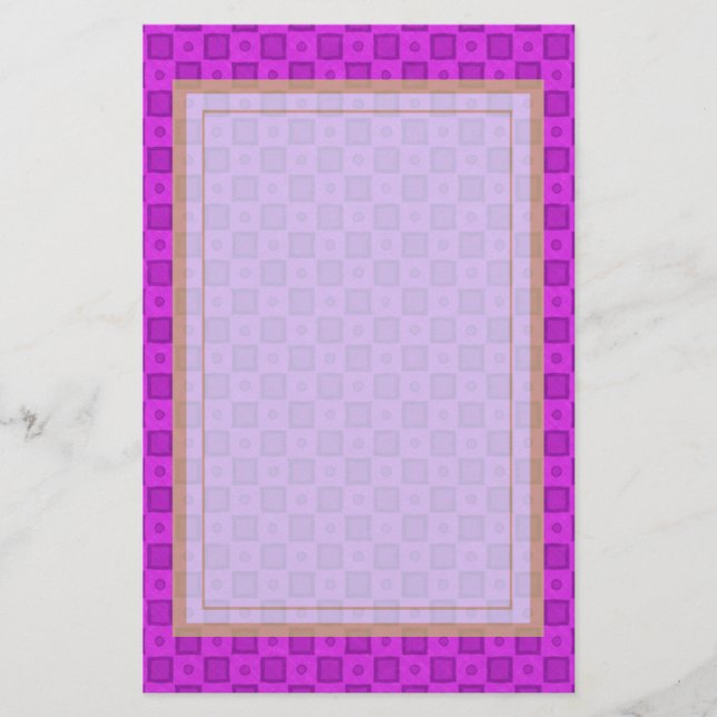 circles and squares on a purple pattern stationery (Front)