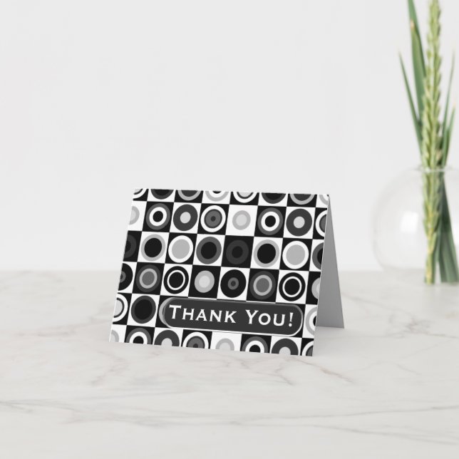 Circles and Squares Thank You Note (Personalised) Card (Front)