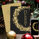 Circles and Stars on Black Christmas Non-Photo Holiday Card<br><div class="desc">Circles and gold stars and dots on a black background surround the word "MERRY" or your message on the front and your names and greeting on the back. ANY font and font colour. **ADD a photo on the back along with your personalised greeting. Select Matte for heaviest paper and high...</div>