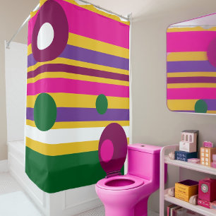 circles and stripes bold modern shower curtain
