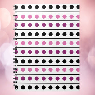 Circles and Stripes Pink Purple Black Notebook