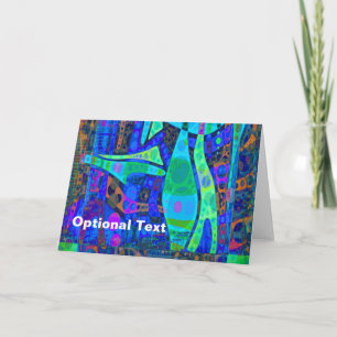 Circles and Swirls in Neon Blues & Greens - Custom Card