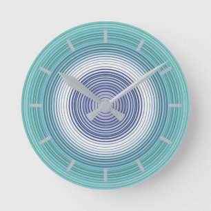 Circles - aqua teal turquoise cyan blue round clock