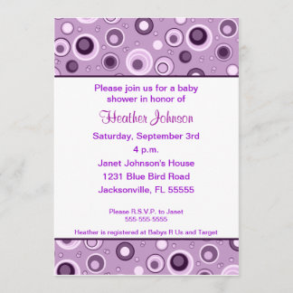 Circles Baby Shower - Purple Invitation