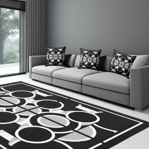 Circles black white modern geometric patterns cushion