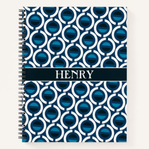 Circles Blue White Minimal Pattern Notebook