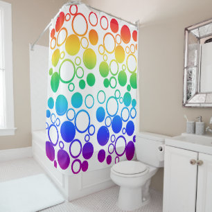 Circles, Bubbles, Rainbow colours Shower Curtain