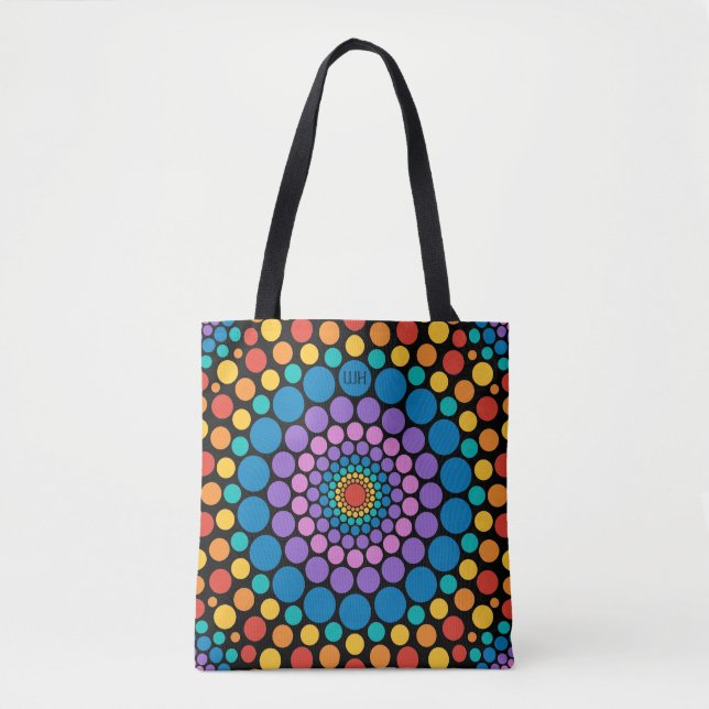 Circles Circles! Multicolored Monogram Tote Bag (Front)
