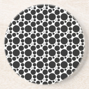 Circles & Dots in 7 Sizes: Repeating Black & White Coaster