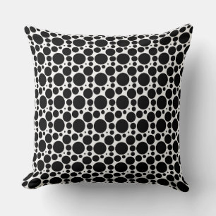 Circles & Dots in 7 Sizes: Repeating Black & White Cushion
