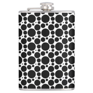 Circles & Dots in 7 Sizes: Repeating Black & White Hip Flask