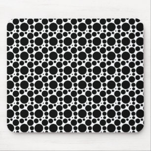 Circles & Dots in 7 Sizes: Repeating Black & White Mouse Pad