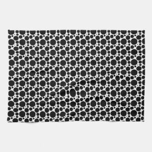 Circles & Dots in 7 Sizes: Repeating Black & White Tea Towel