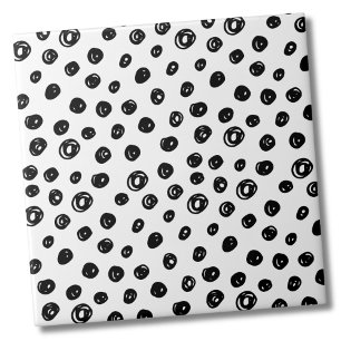 Circles Dots Pattern Black White Tile