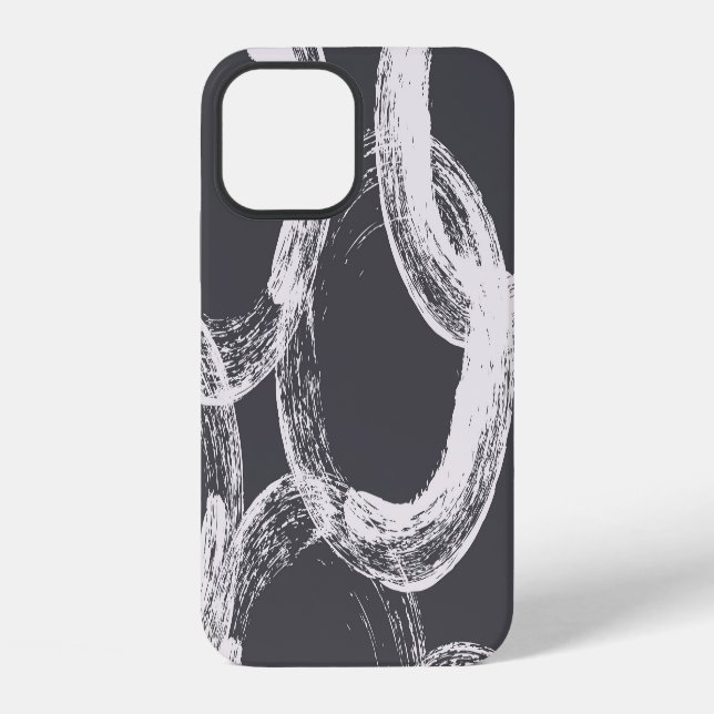 Circles Geometric Seamless Black Background iPhone Case (Back)
