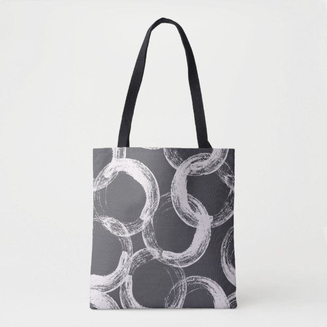 Circles Geometric Seamless Black Background Tote Bag (Front)