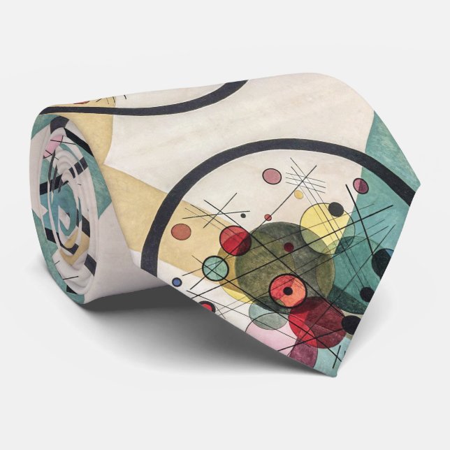 Circles in a Circle - Wassily Kandinsky Neck Tie (Rolled)