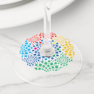 Circles Mandala 3 Wine Glass Tag