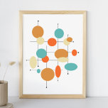 Circles Mid Century Modern Styled Poster<br><div class="desc">Add a pop of bold colour and style to your wall with this funky retro mid century modern print. Featuring circles,  ovals,  and lines in two shades of orange,  turquoise blue,  cream,  and black,  this print is sure to put a smile on your face.</div>
