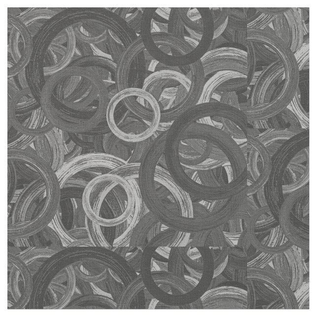 Circles motif mixed grey tones random pattern fabric (Close Up)