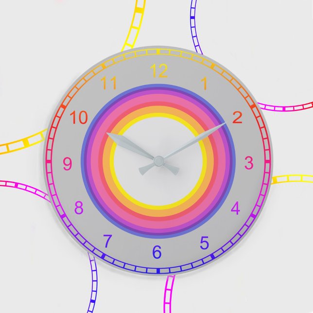Circles of Rainbow Colours Large Clock (Creator Uploaded)