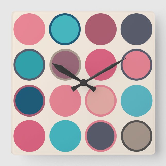 Circles of the Horizon 3 Square Wall Clock (Front)