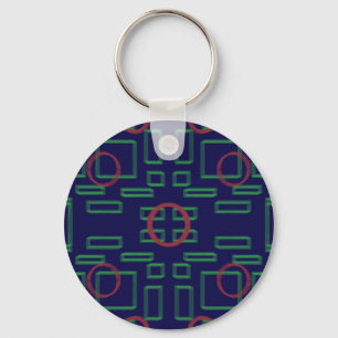 Circles on Blue Green Geometric Key Ring