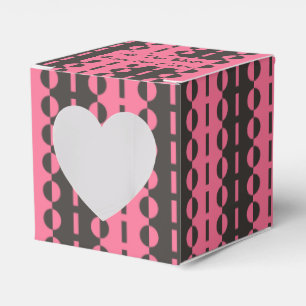 Circles on Stripes - Charcoal and Pink Heart Favour Box