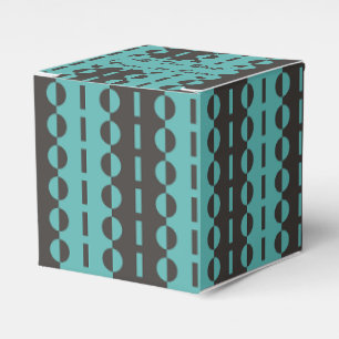 Circles on Stripes - Charcoal Aqua Blue Classic Favour Box