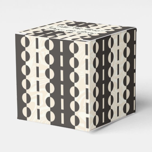 Circles on Stripes - Charcoal Cream Classic Favour Box (Front Side)