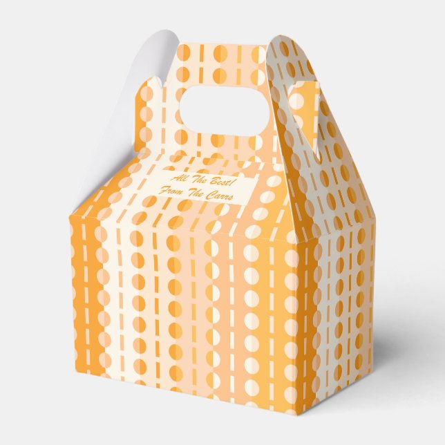Circles on Stripes-Orange Peach Ombre Gable  Favour Box (Front Side)