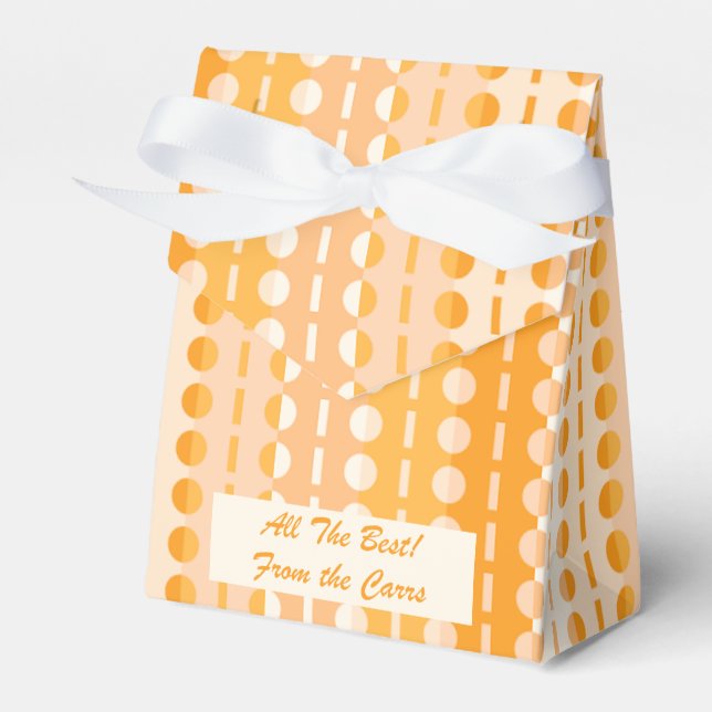 Circles on Stripes-Orange Peach Ombre Tent  Favour Box (Front Side)