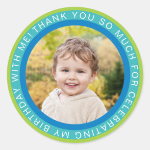 Circles   Option 1   Photo Birthday Thank You Classic Round Sticker