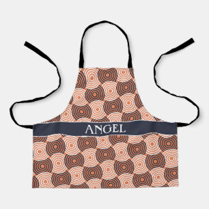 Circles Orange White Minimal Pattern Apron