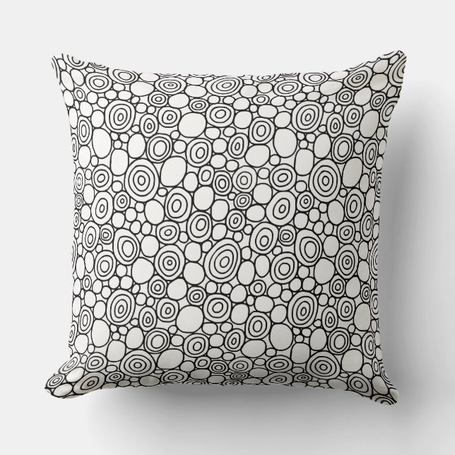 Circles Pattern 210819 - Black and White Cushion (Front)