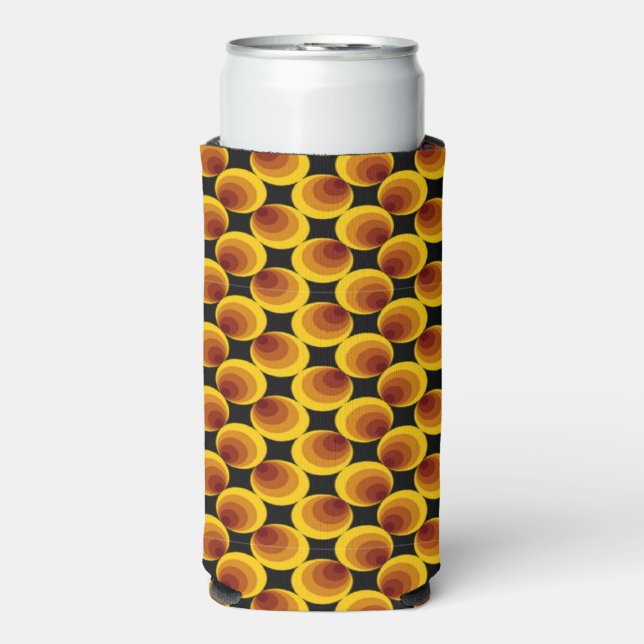 Circles pattern on black seltzer can cooler (Seltzer Front)