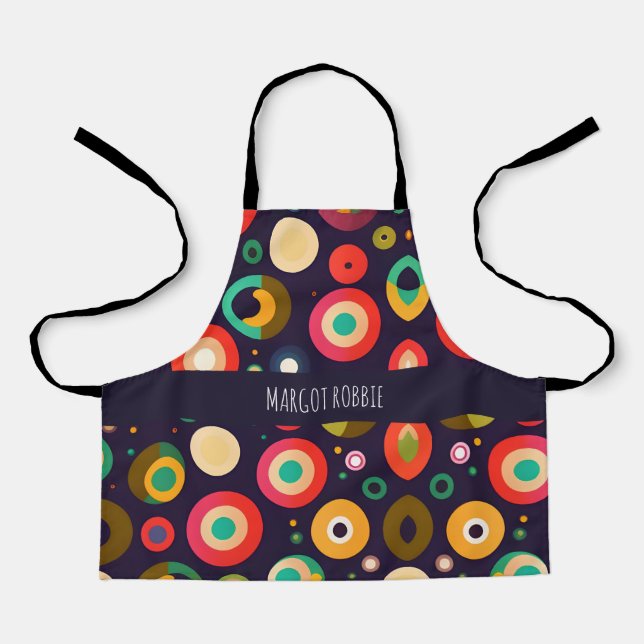 Circles Pink Blue Geometric Pattern Apron (Front)