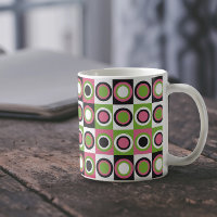 Circles Retro Pattern Pink Black Green White