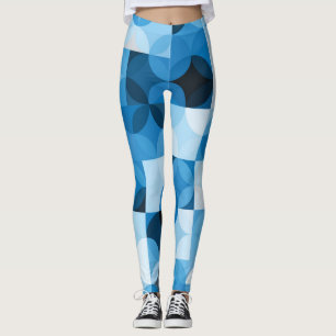 Circles Seamless: Abstract Blue Vintage Leggings