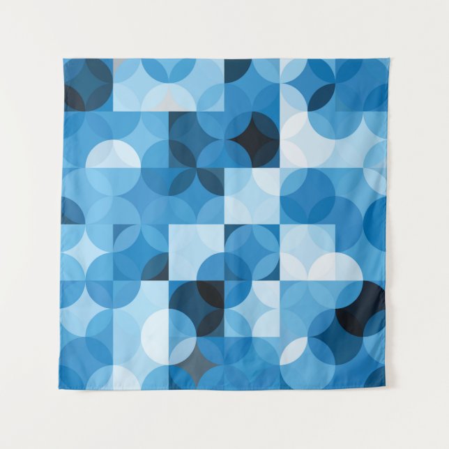 Circles Seamless: Abstract Blue Vintage Tapestry (Front)