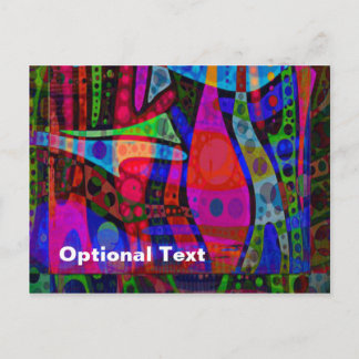 Circles Swirls in Neon Red, Blue & Green - Custom Postcard