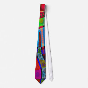 Circles Swirls in Neon Red, Blue & Green Tie