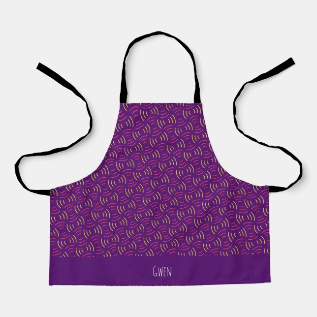 Circles Violet Yellow Minimal Pattern Apron (Front)