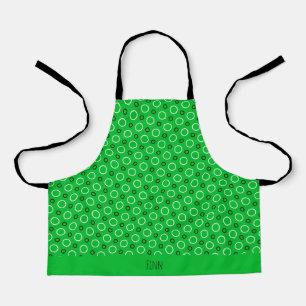 Circles White Green Minimal Pattern Apron