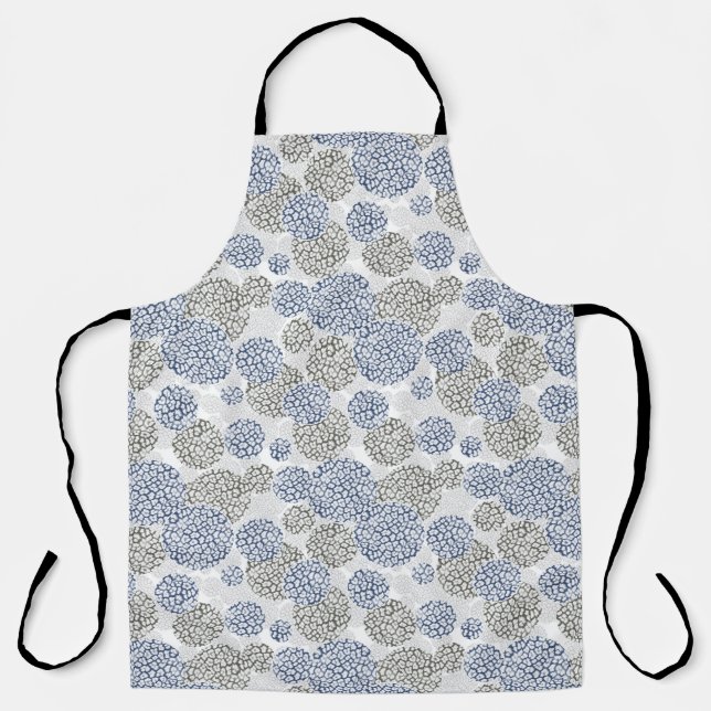 Circles with grey and blue leopard skin print  apron (Front)